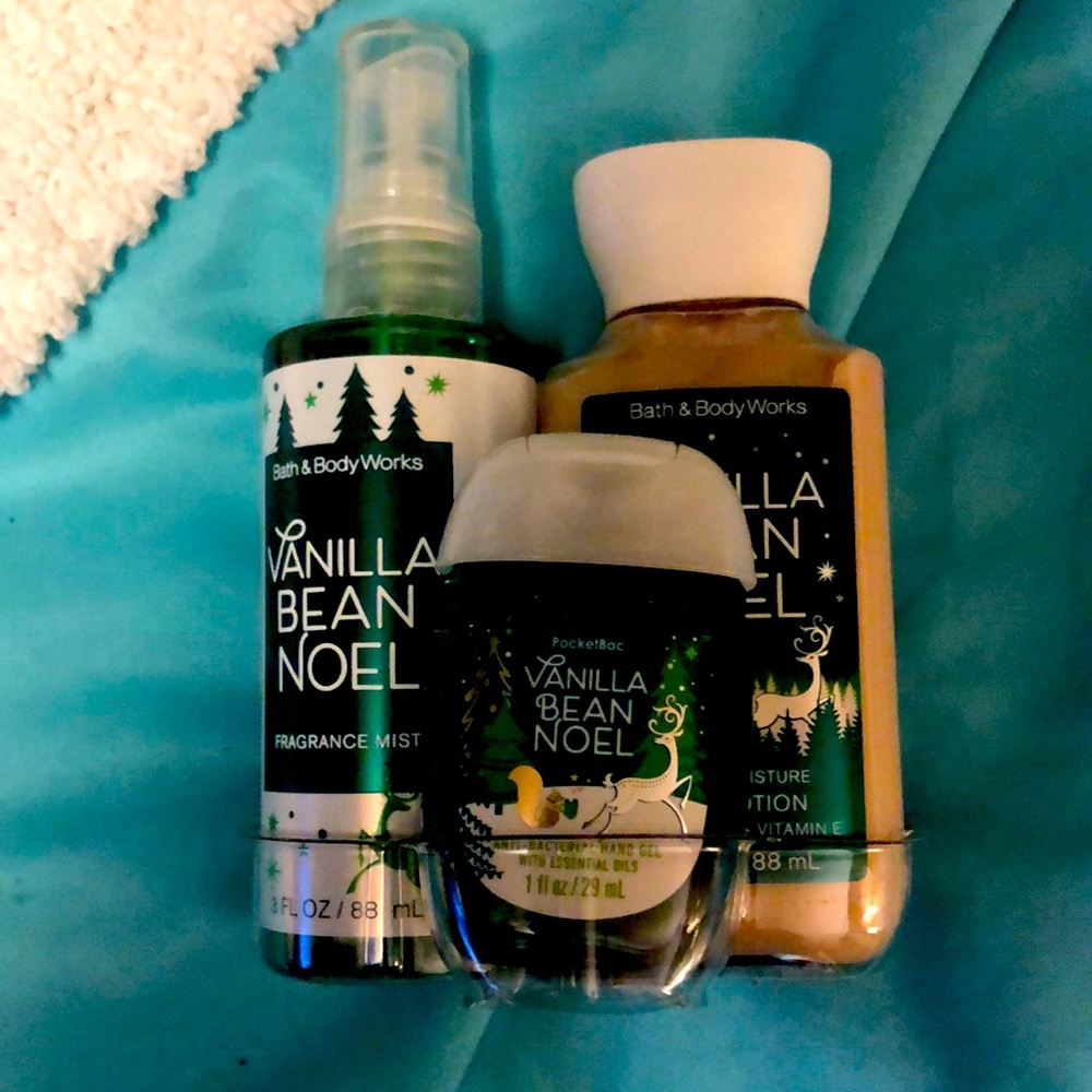 Vanilla, bean spray, lotion, and hand sanitizers